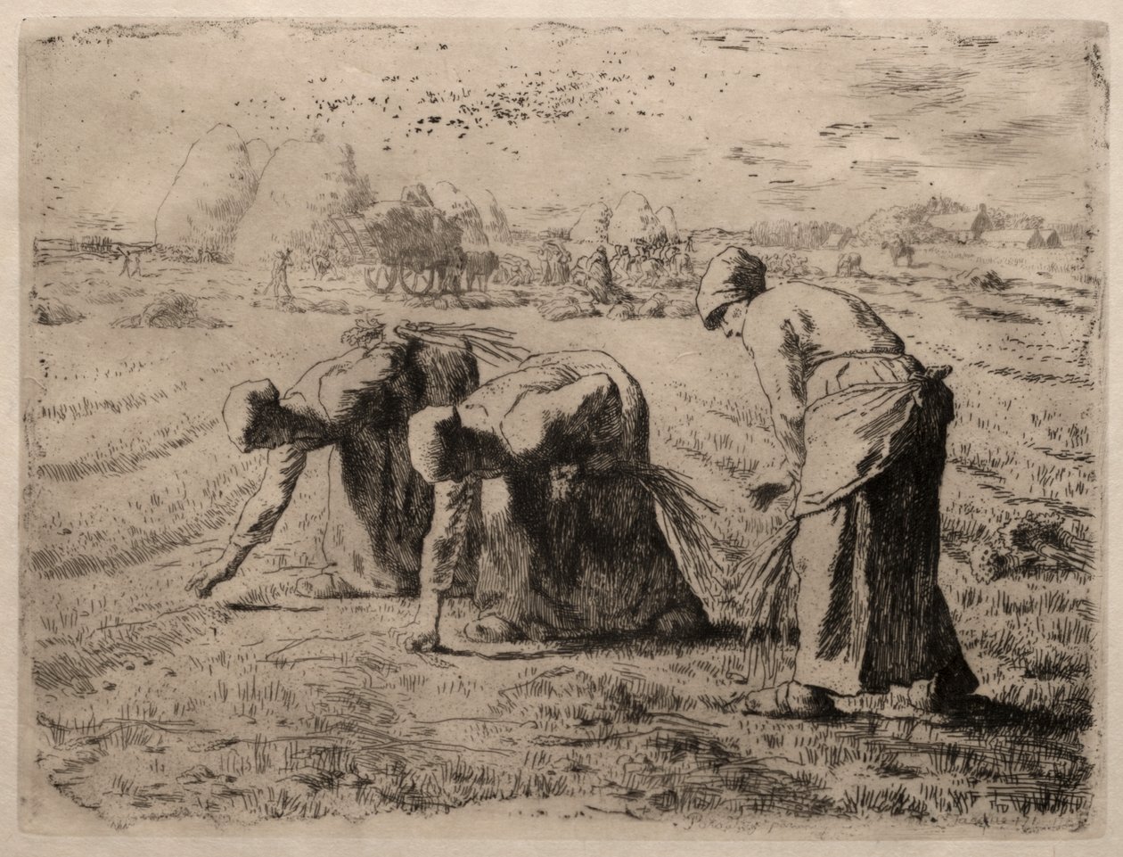 The Gleaners (ætsning) af Jean Francois Millet