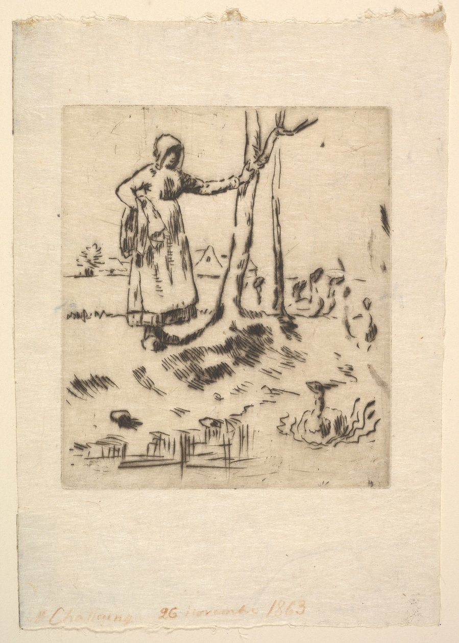 Gåsepigen, 1830-75. af Jean Francois Millet