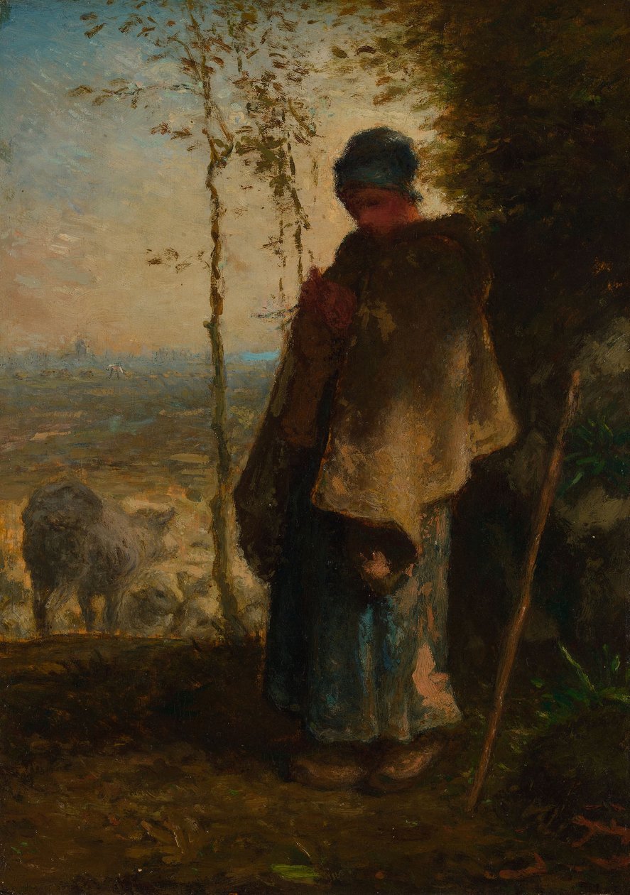 Den lille hyrdinde, 1868?72 af Jean Francois Millet