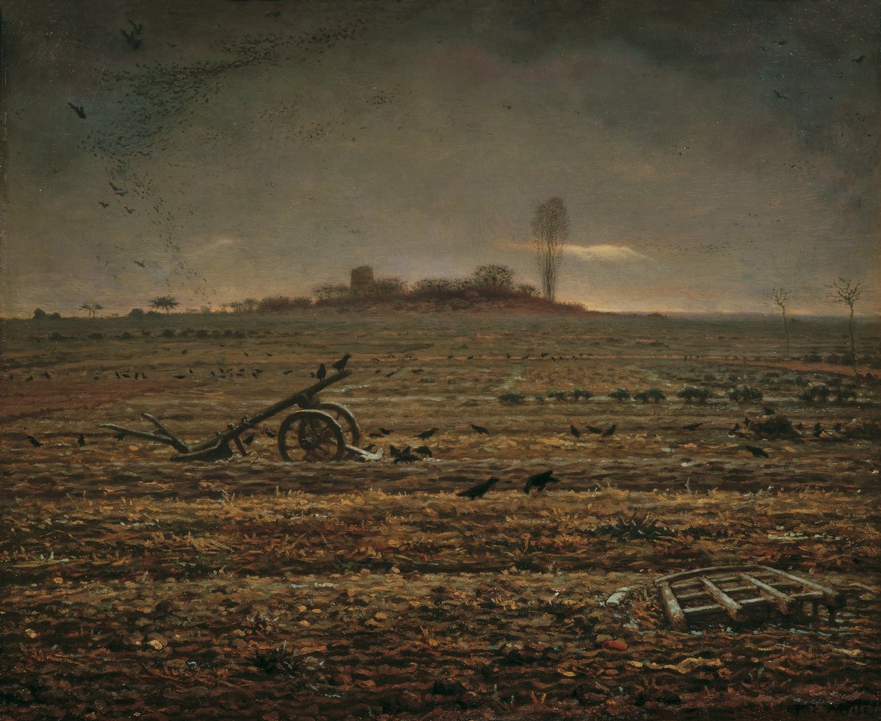 Chailly-sletten med harve og plov, 1862. af Jean Francois Millet