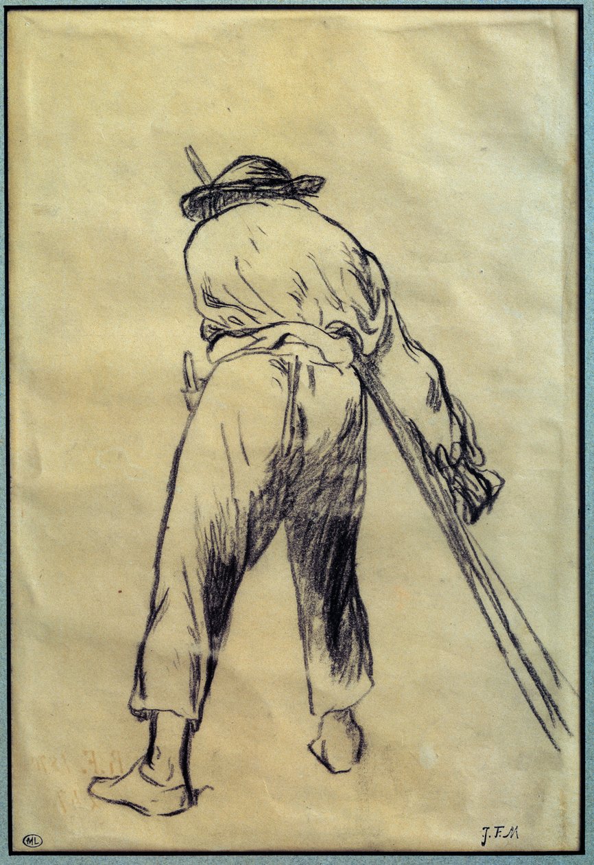 The Reaper Drawing Preparation af Jean Francois Millet (1814-1875) Paris fra det 19. århundrede, Louvre-museet af Jean Francois Millet