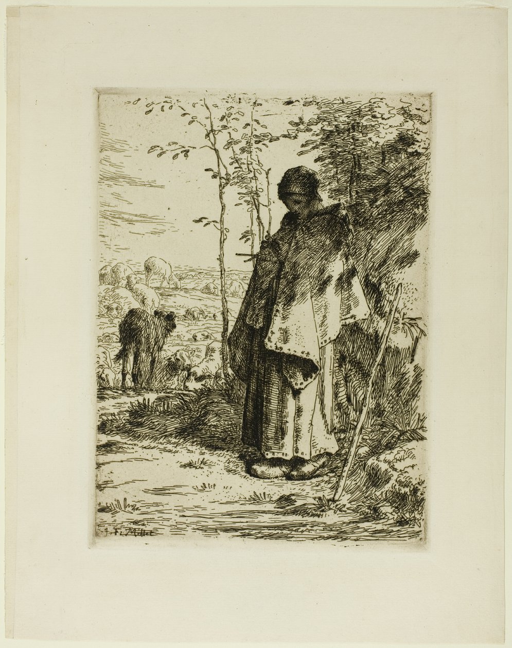 Hyrdinden strikker af Jean Francois Millet