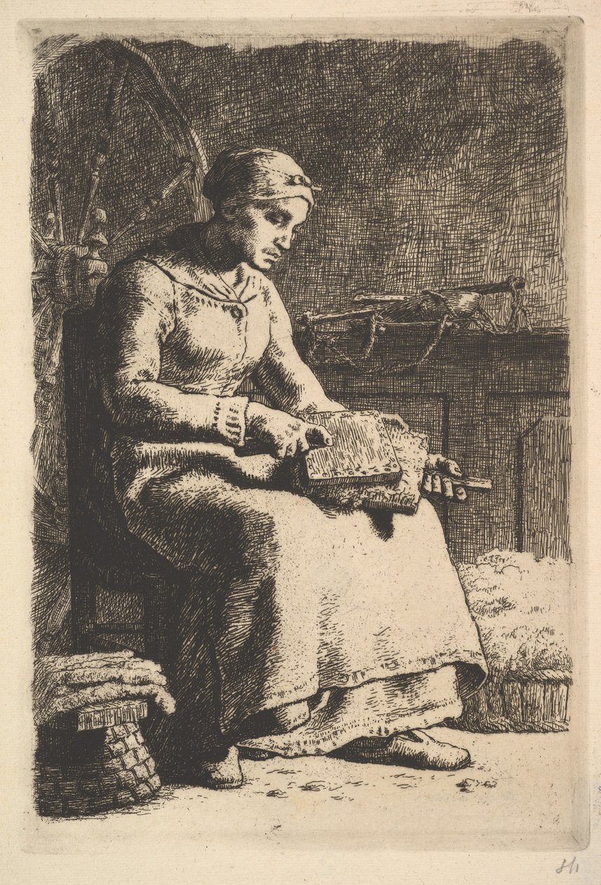 Uldkarderen, 1834–75 af Jean Francois Millet