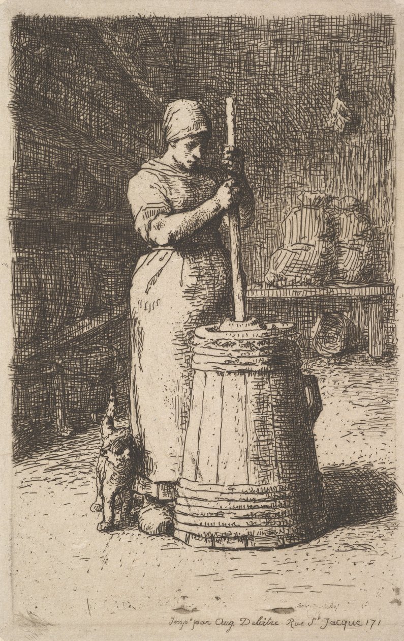 Kvinde kærner smør, 1855-56 af Jean Francois Millet