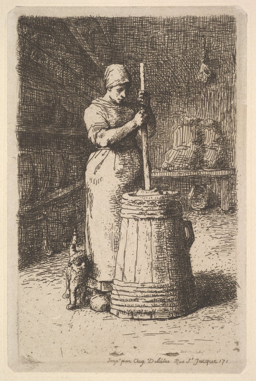Kvinde kærner smør, 1855-56. af Jean Francois Millet