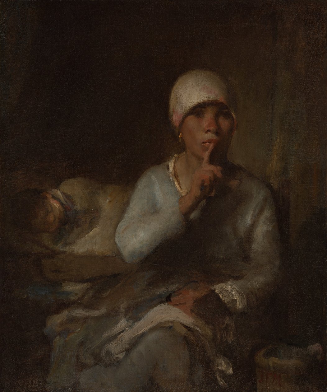 Kvinde og barn (Stilhed) af Jean Francois Millet