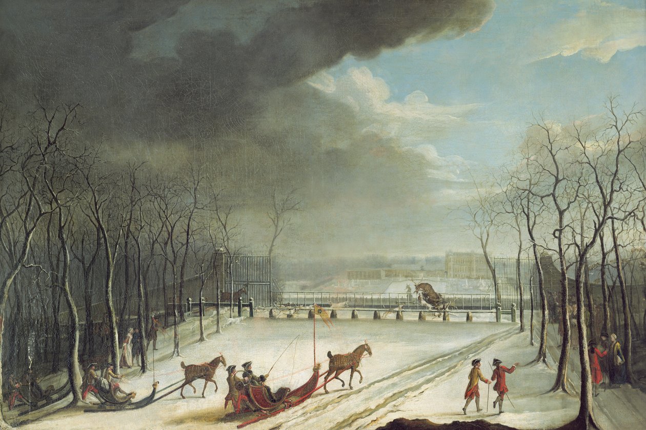 Prinsen af Conde på jagt i en slæde i 1767 af Jean Francois Perdrix