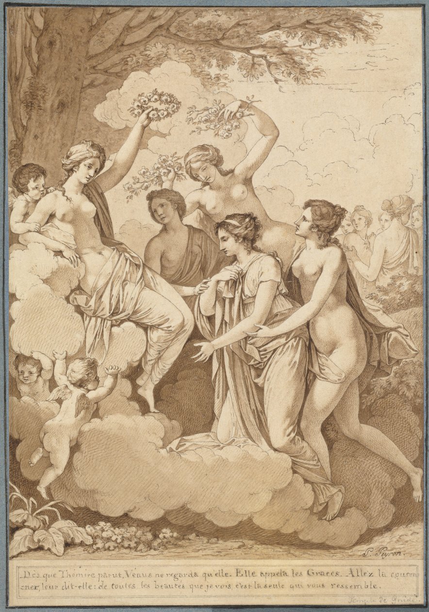 Venus og de nåde, der kroner Thémire af Jean François Pierre Peyron