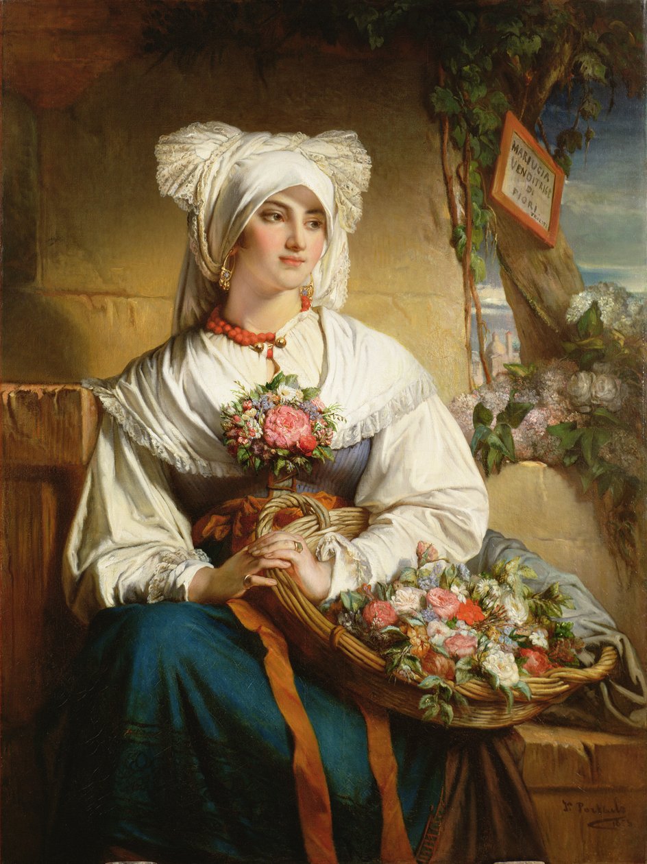 En trieste blomsterpige af Jean Francois Portaels