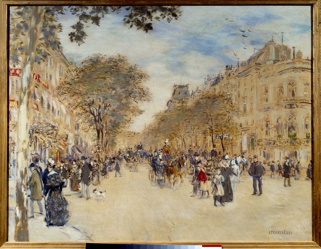 Belle epoque: "" Udsigt over Pavillonen i Hannover og Boulevard des Italians i Paris"" Maleri af Jean Francois Raffaelli (1850-1924) Start af det 20. århundrede Søn. 0,66x0,82 m Rouen, Musee des Beaux Arts af Jean Francois Raffaelli