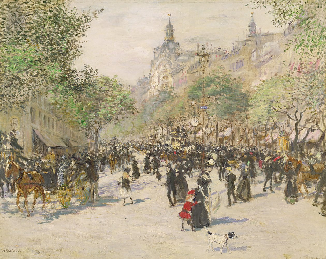 Boulevard Haussmann af Jean Francois Raffaelli