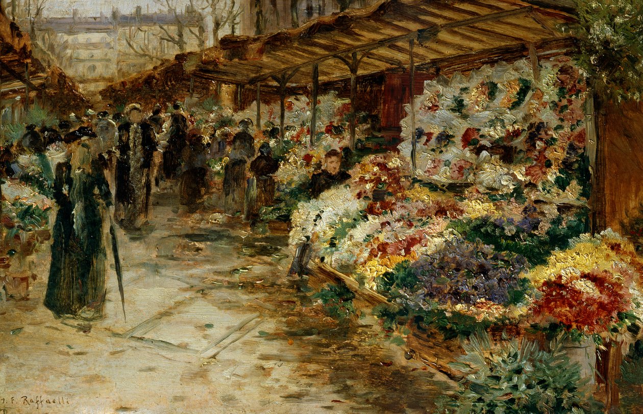 Blomstermarked, 1882. af Jean Francois Raffaelli