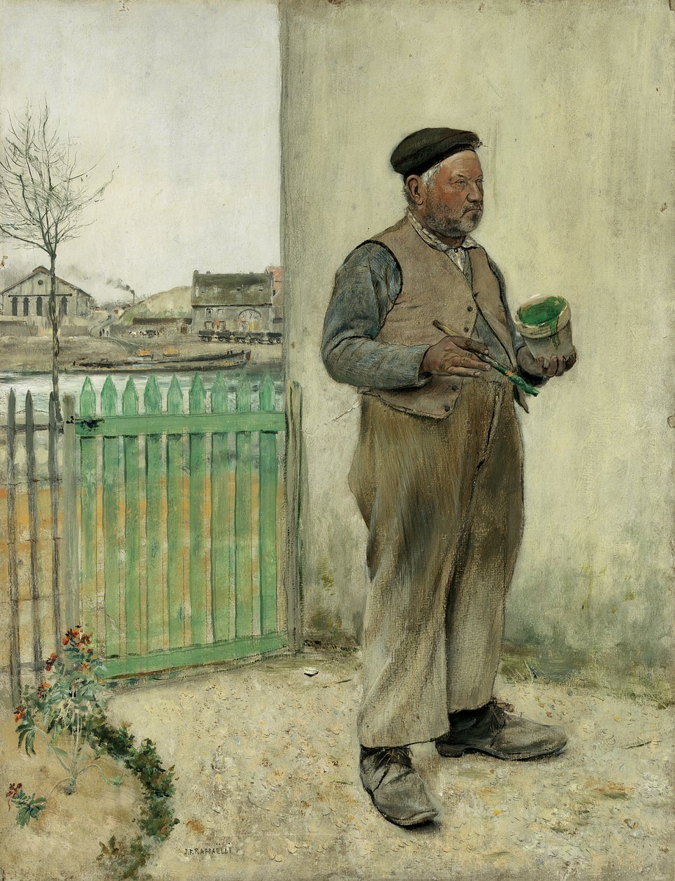 Mand, der lige har malet sit hegn af Jean Francois Raffaelli