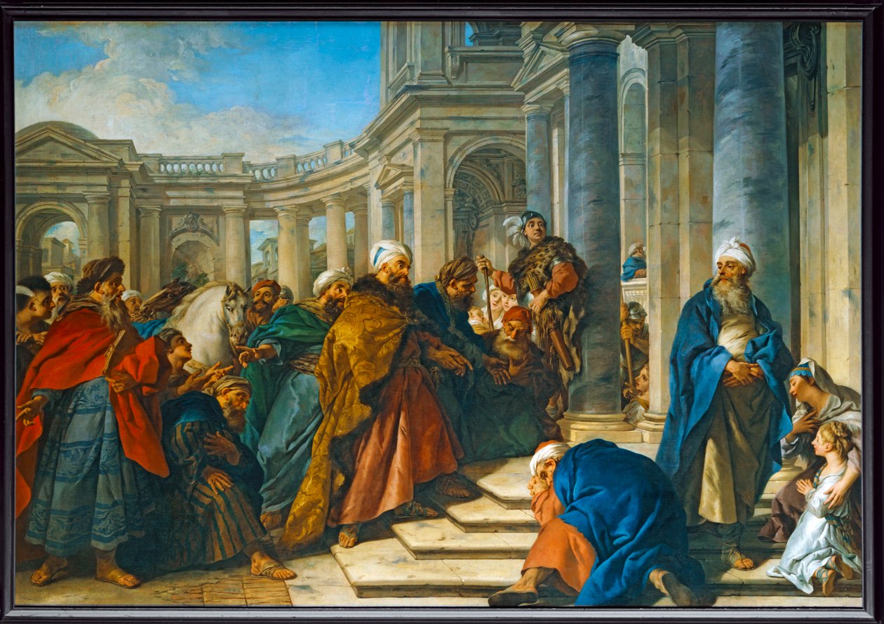 Le Dedain de Mardochee envers Aman - Mordekais foragt over for Haman ... af Jean François de Troy