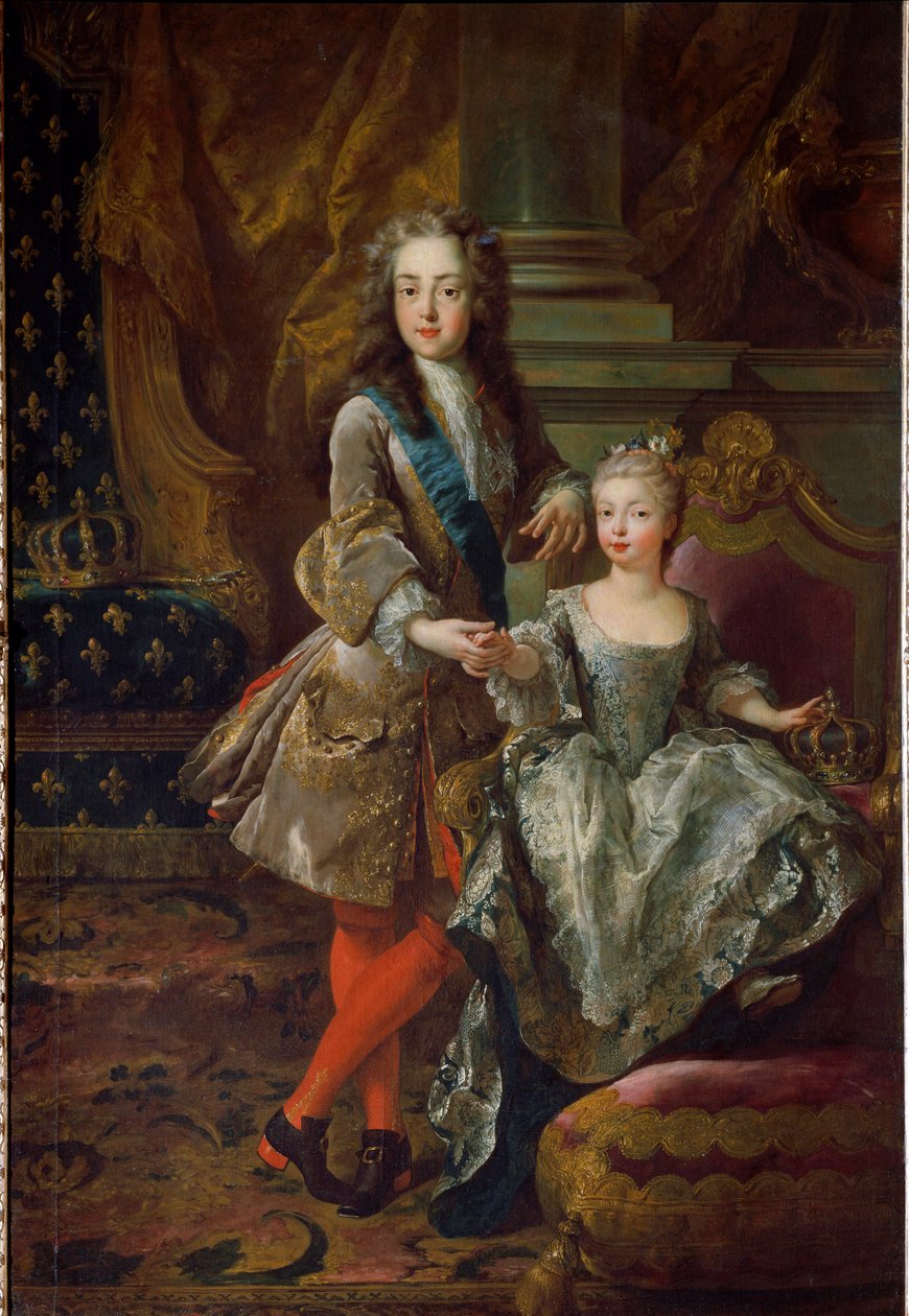 Portræt af kong Ludvig XV (1710-1774) og hans forlovede Marie Anne Victoire af Spanien (1718-1781), datter af Filip V af Spanien Maleri af Jean Francois De Troy (1679-1752) Omkring 1724 Firenze, Palazzo Pitti af Jean François de Troy