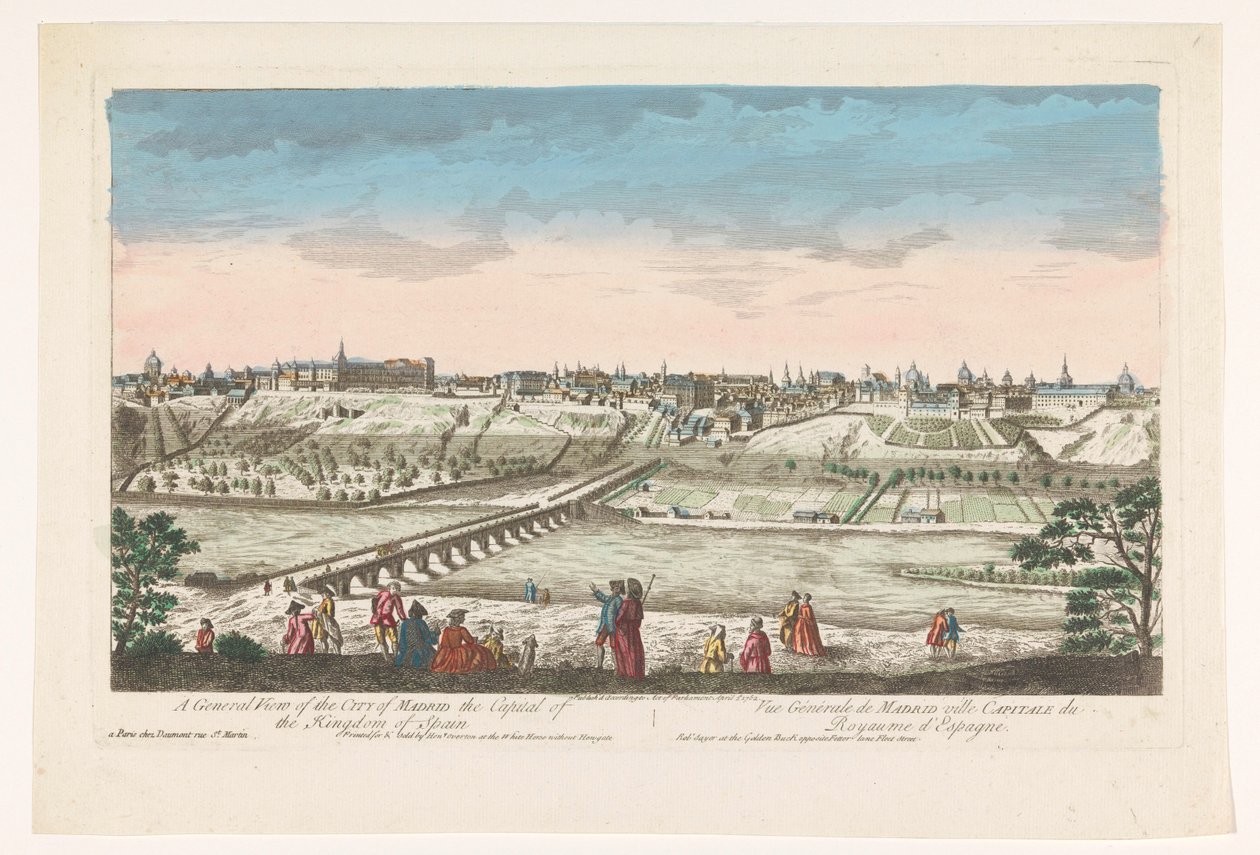 Udsigt på byen Madrid Et generelt billede af byen Madrid, hovedstaden i kongeriget Spanien (titel på objekt) af Jean François Daumont