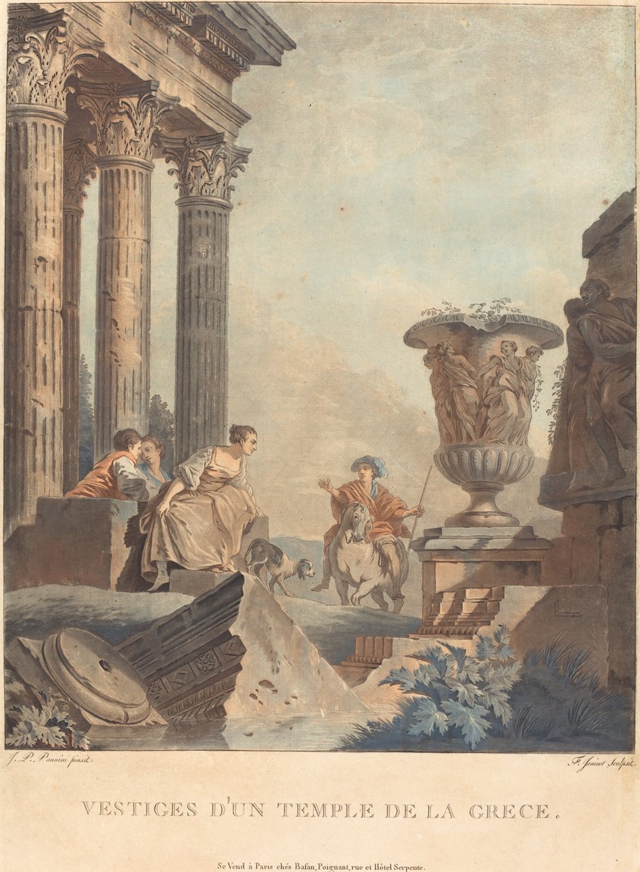 Skifte af et græsk tempel af Jean François Janinet after Giovanni Paolo Panini