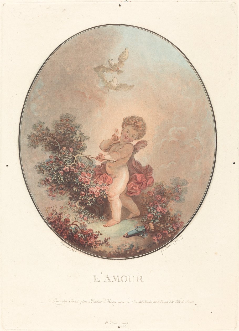 kærlighed af Jean François Janinet after Jean Honoré Fragonard