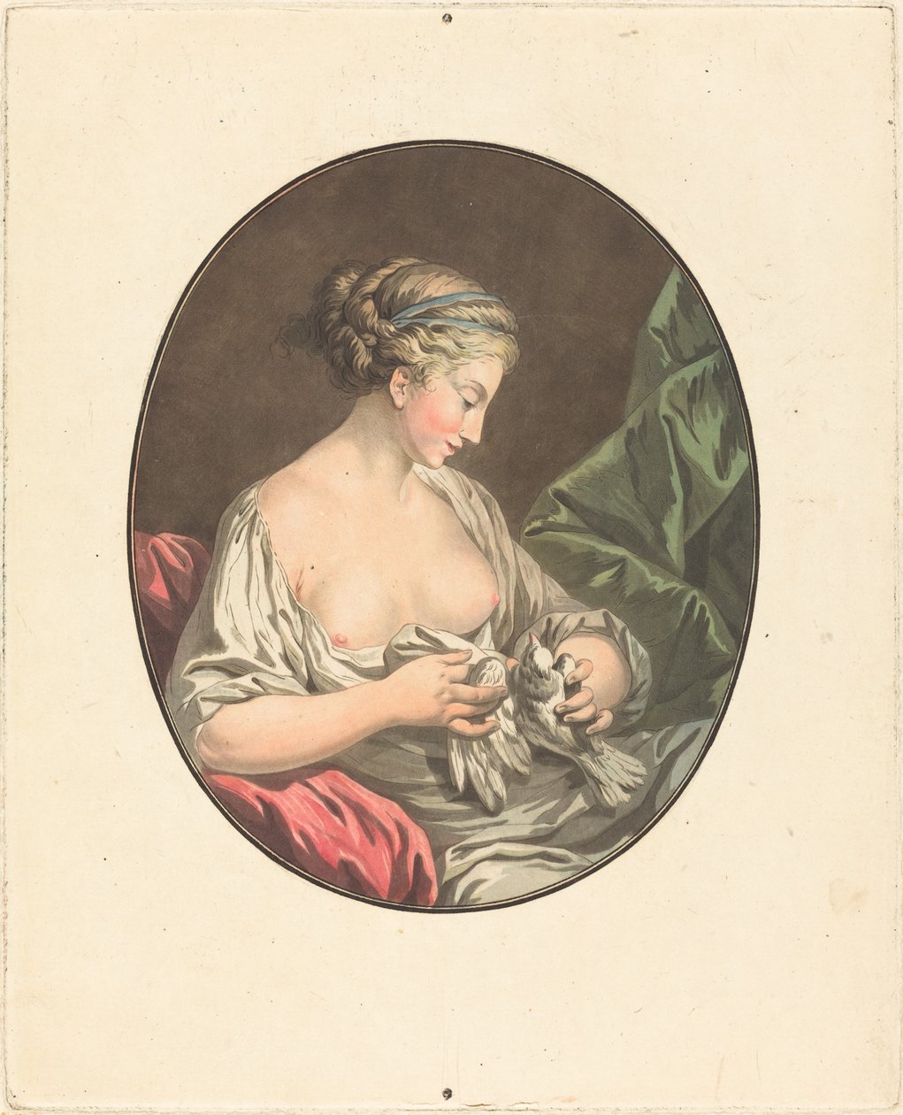 Venus med duer af Jean François Janinet after Jean Jacques François Le Barbier I
