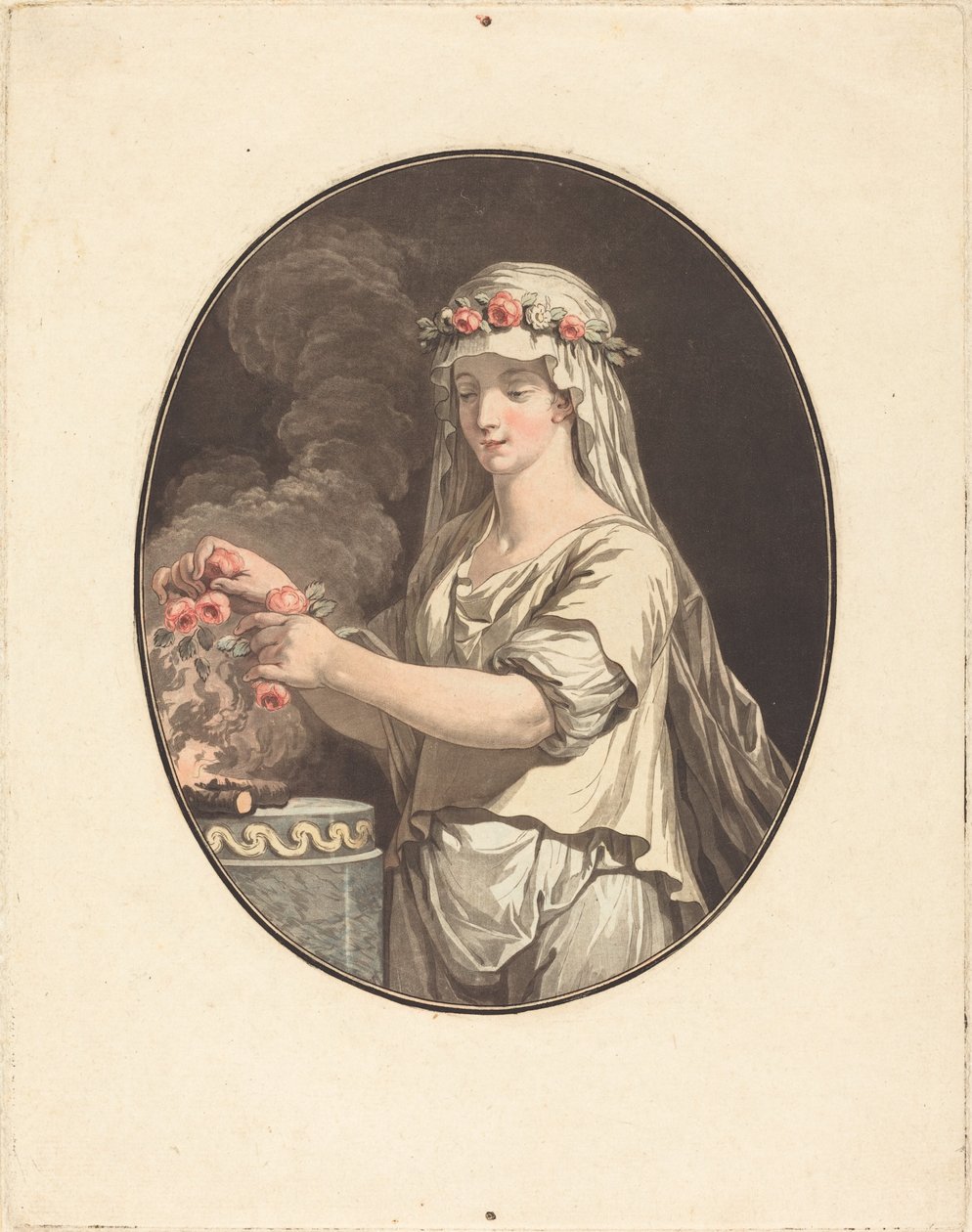 Den unge vestal af Jean François Janinet after Jean Jacques François Le Barbier I