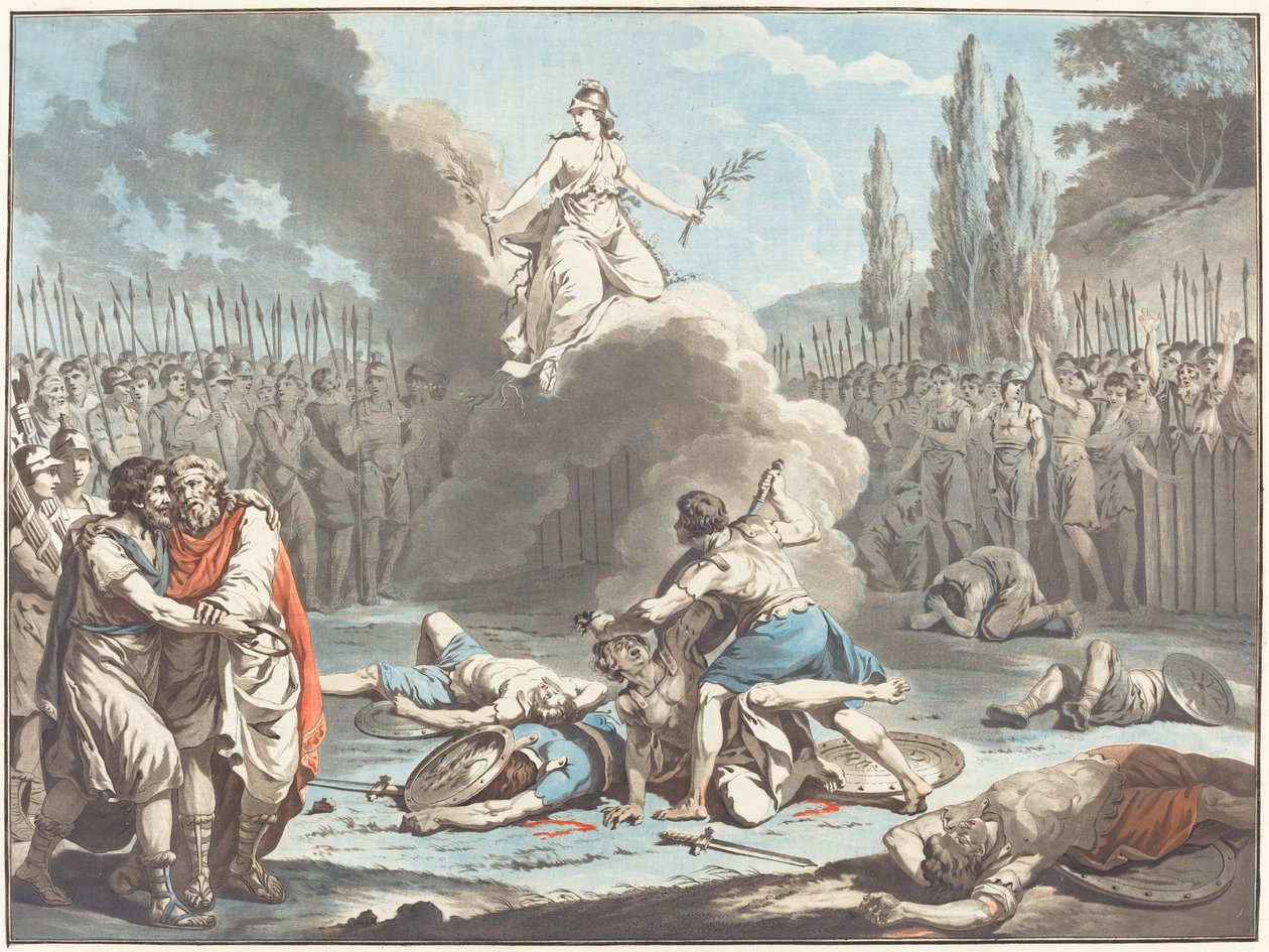 Kampen mellem Horatii og Curatii af Jean François Janinet after Jean Jacques François Le Barbier I