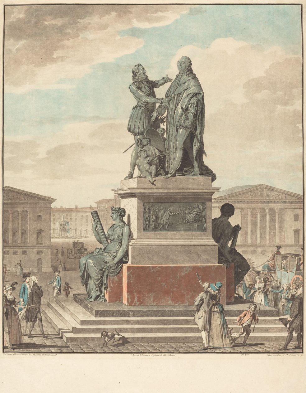 Projekt til et monument, der skal rejses for kongen af Jean François Janinet after Jean Michel Moreau