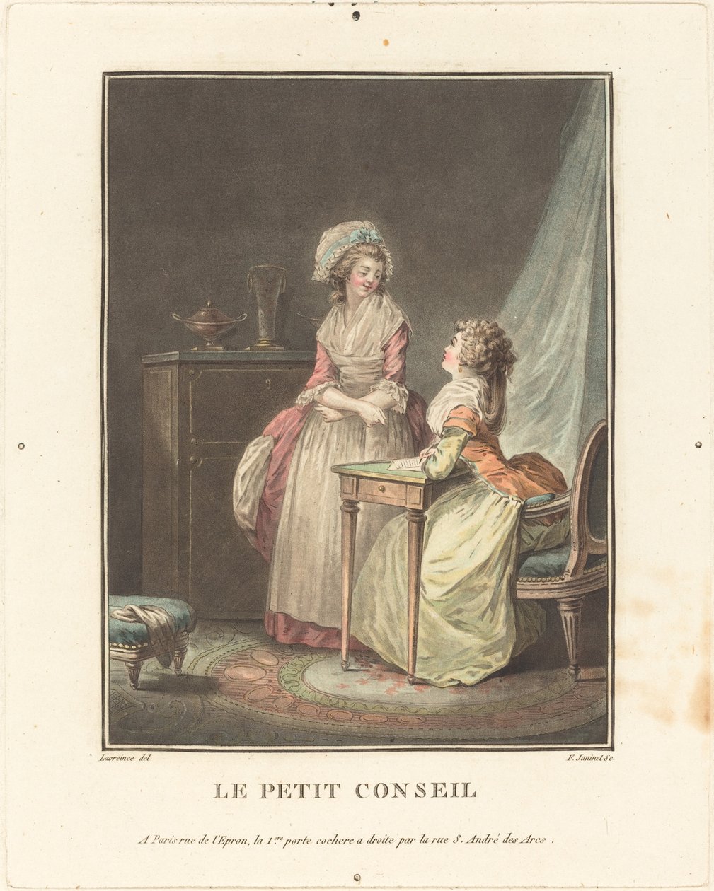 Det lille råd af Jean François Janinet after Nicolas Lavreince