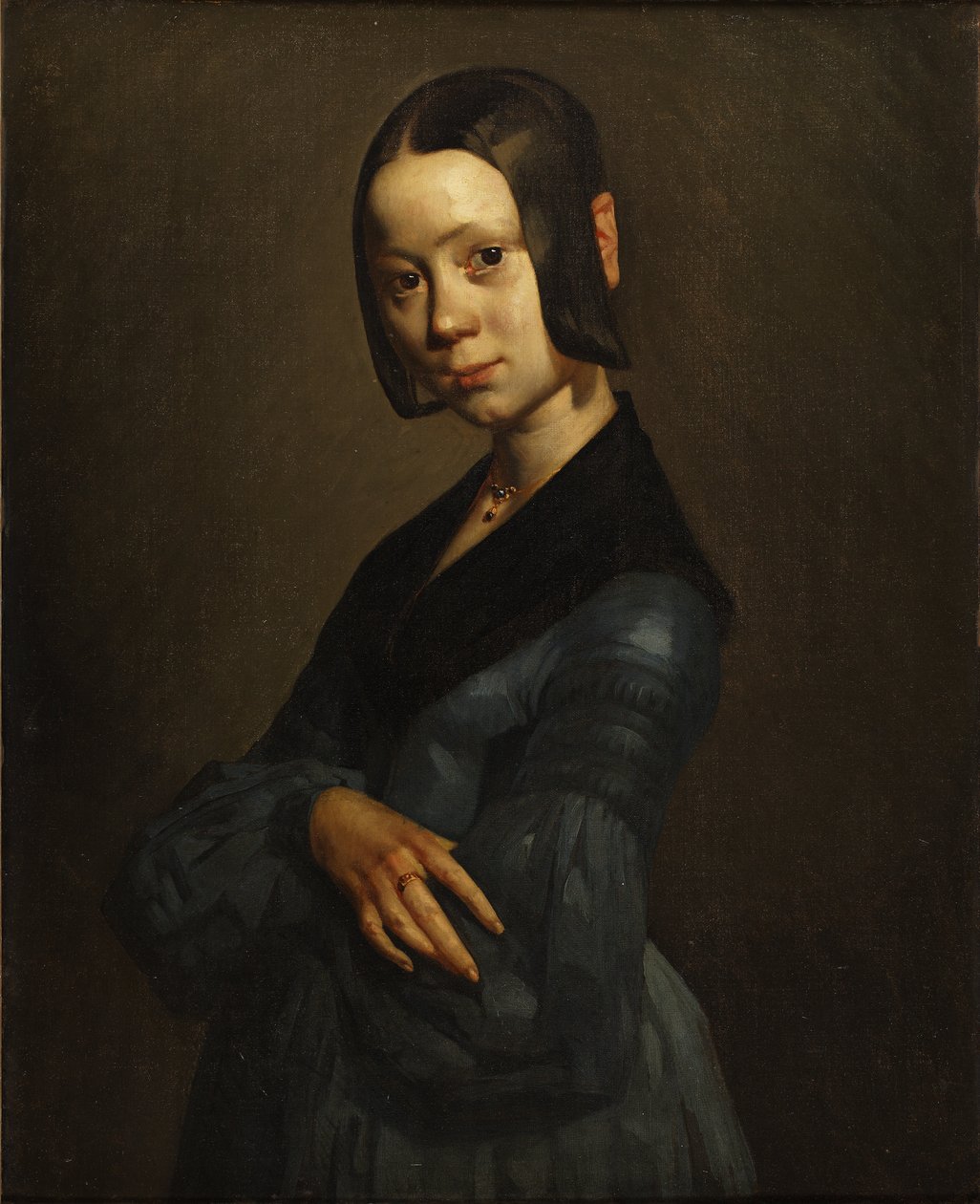 Portræt af Pauline Ono i blåt af Jean Francois Millet