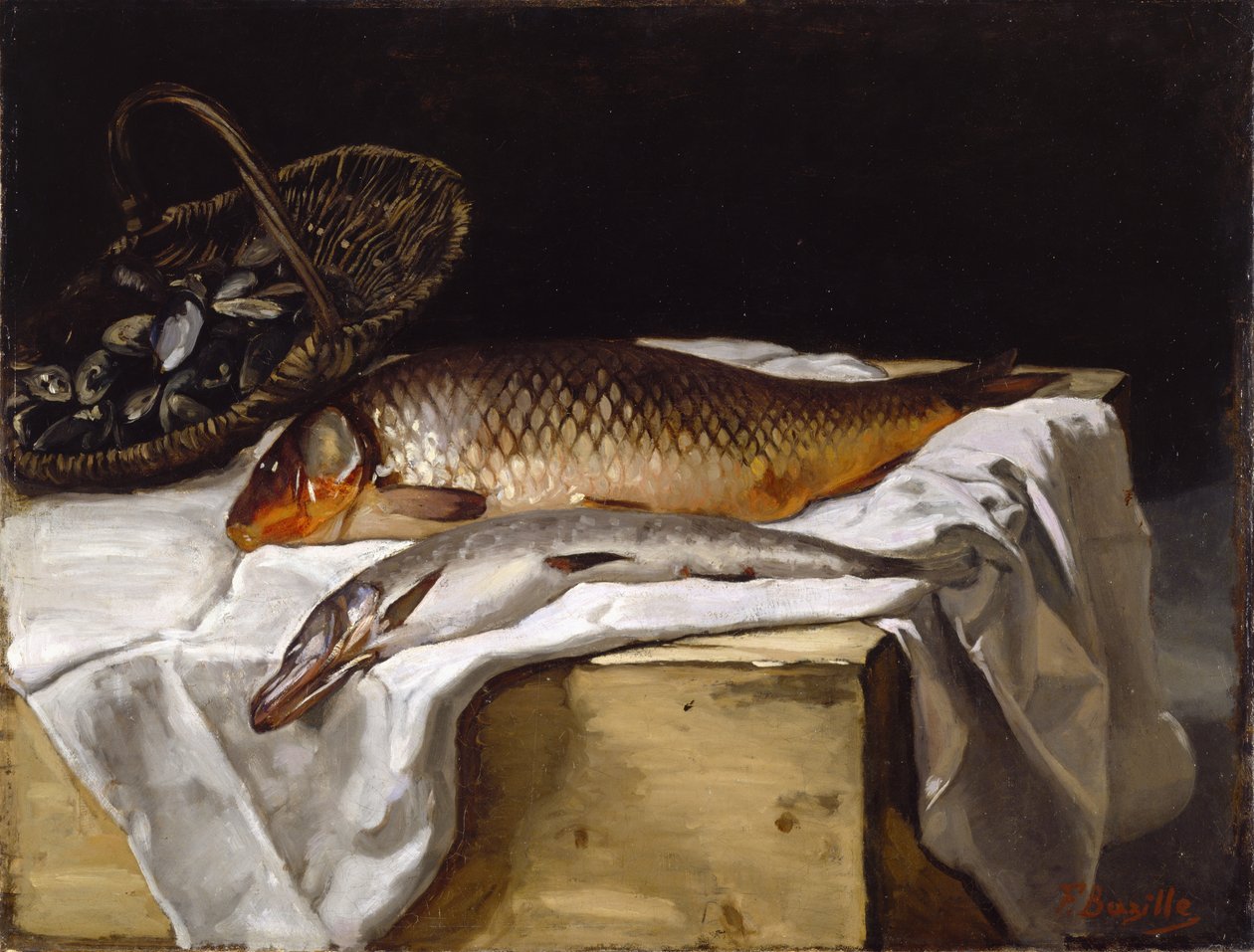 Stilleben med fisk, 1866 af Jean Frederic Bazille