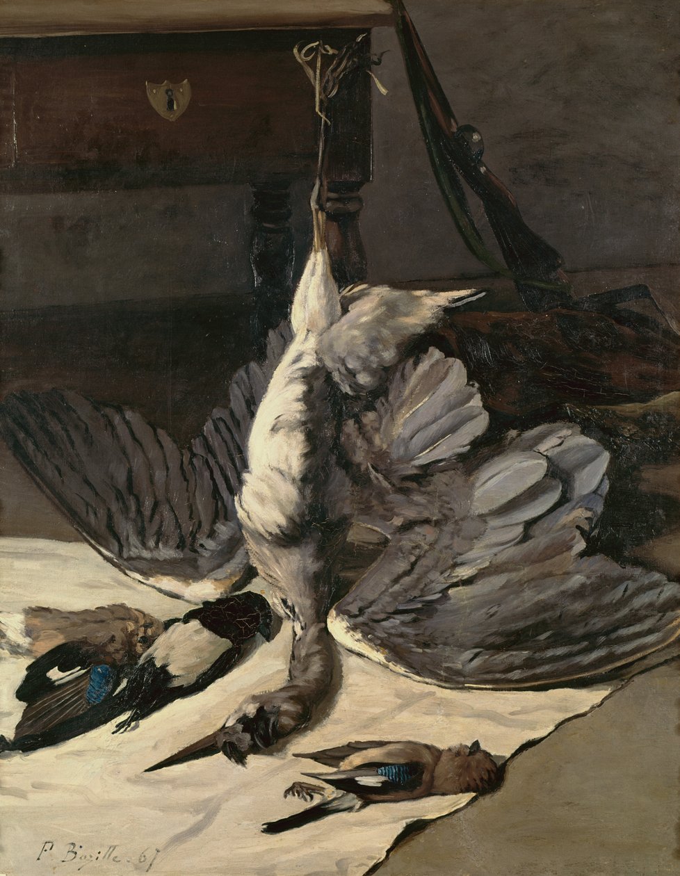 Stilleben med hejre, 1867 af Jean Frederic Bazille