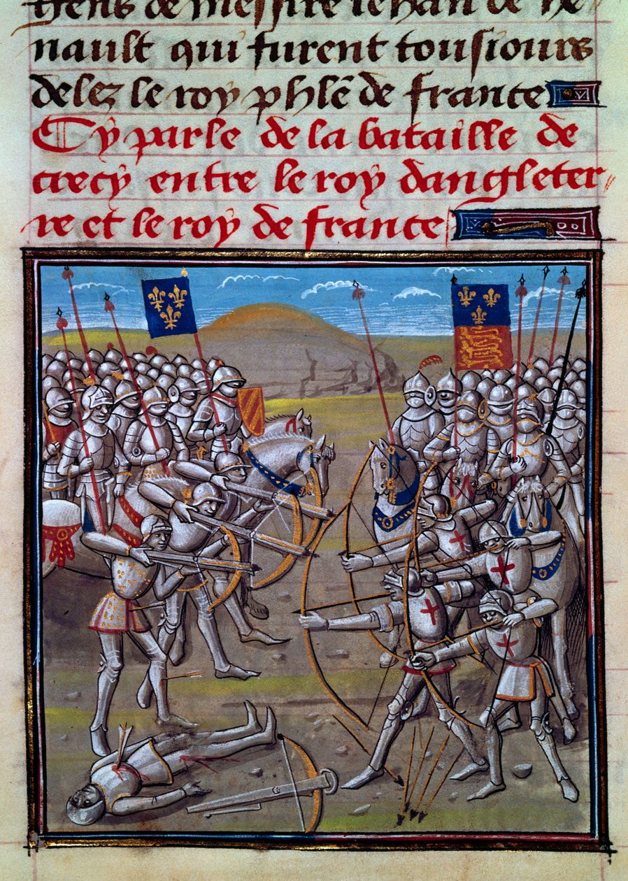 Battle of Crecy, miniature fra Froissarts Chronicles af Jean Froissart af Jean Froissart