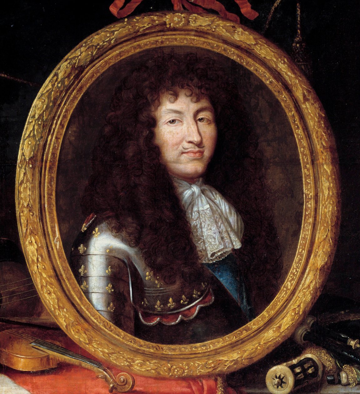 Portræt af Louis XIV, konge af Frankrig (1638-1715) Detalje. Maleri af Jean Garnier (1632-1705) 1600-tallet. Dim 1,74 x 2,23 m af Jean Garnier