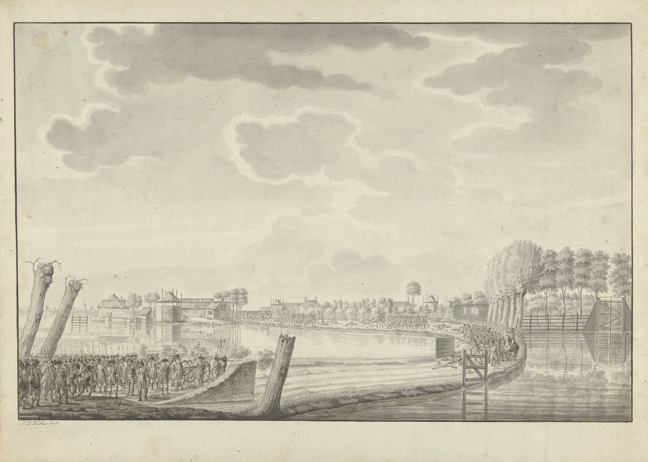 Angreb ved Ouderkerk aan de Amstel, 1787 af Jean George Teissier (signed by artist)