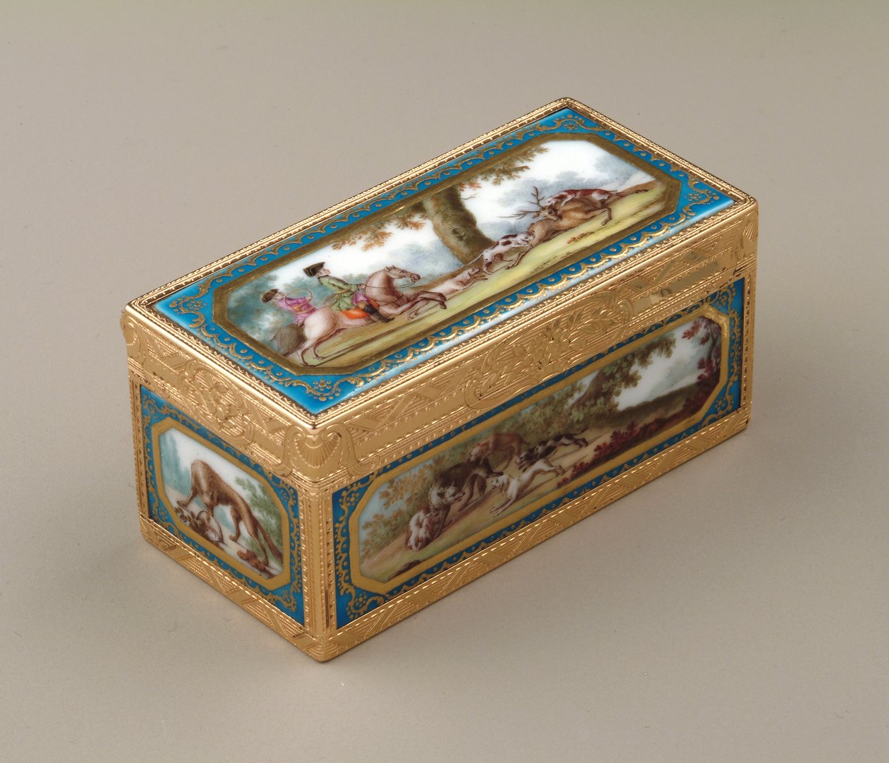 Snusæske, ca. 1760 (guld med Sevres porcelæn) af Jean Georges