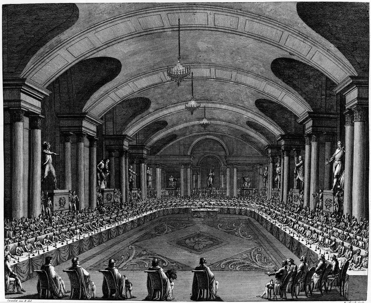Fransk revolution: "" Instituttets indledende session i 1795". Den 25. oktober af Jean Girardet