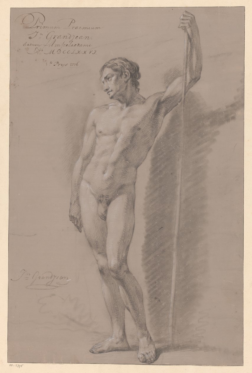 Stående nøgen mand, set forfra (1. præmie 1776) af Jean Grandjean
