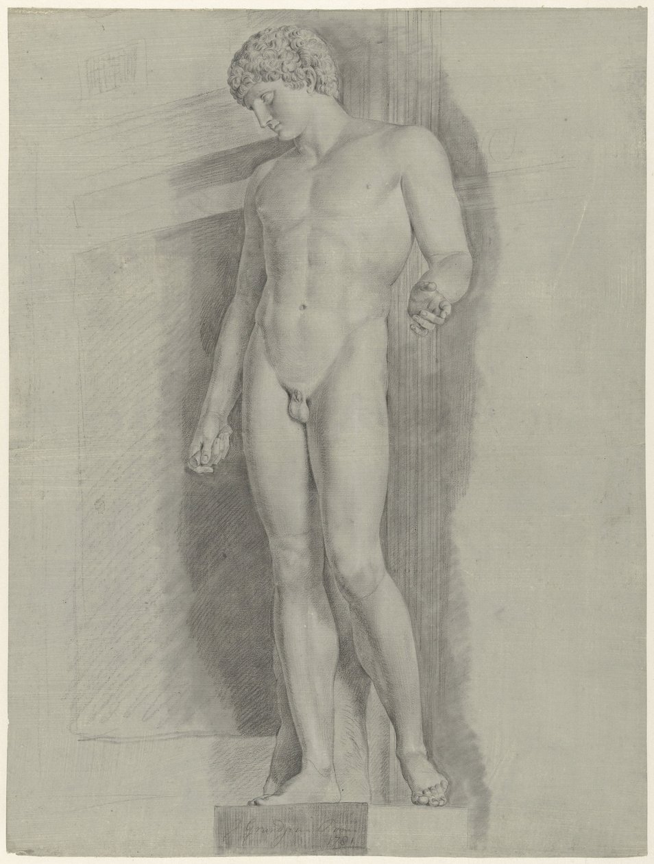 Studer efter statuen kaldet Albani Antinous af Jean Grandjean