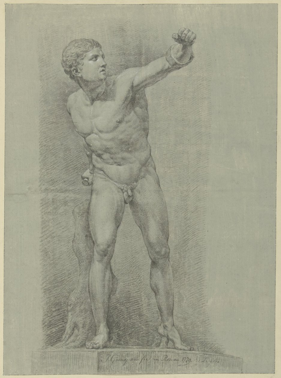 Studie på statuen af ​​en bokser af Jean Grandjean
