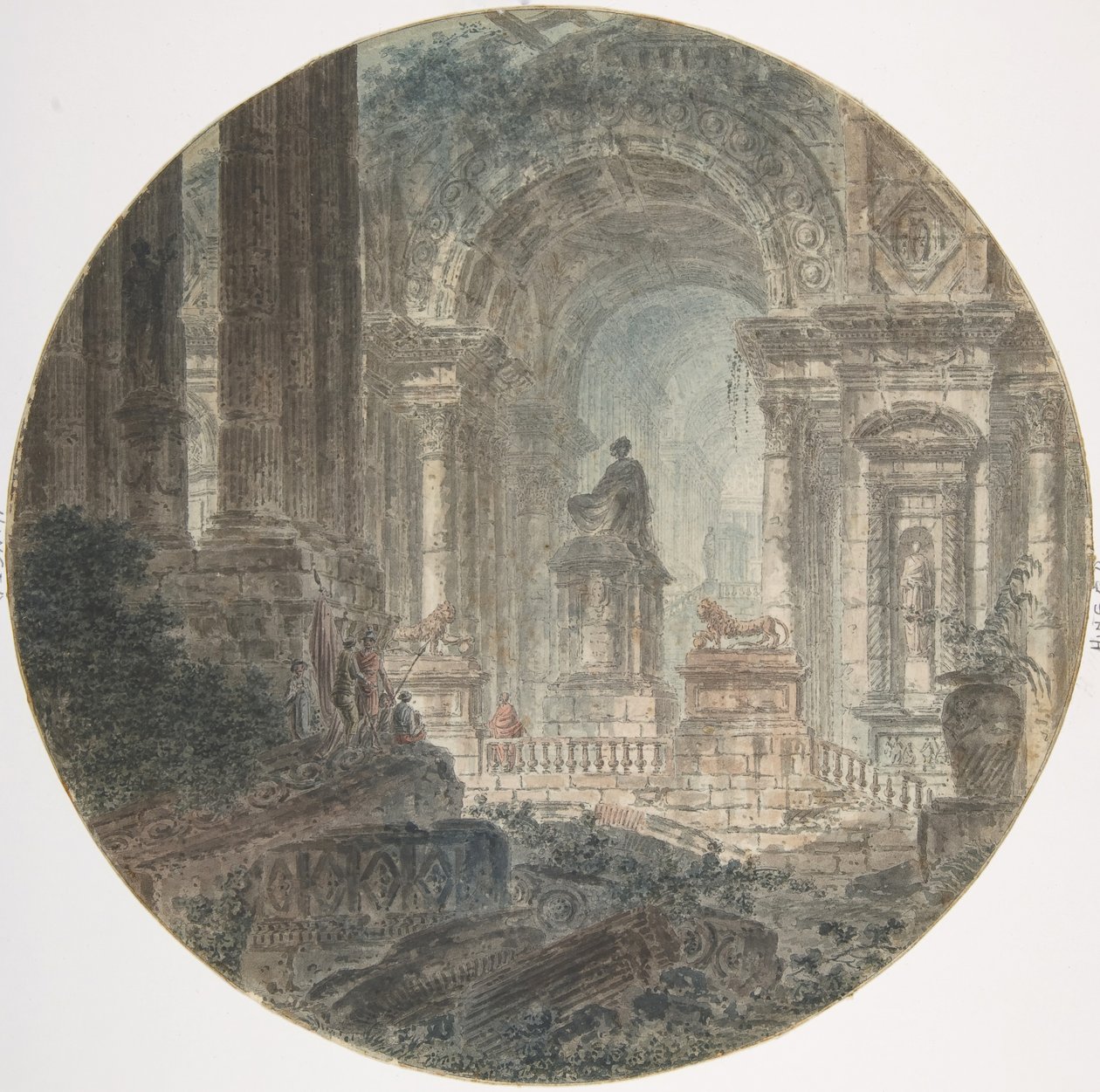 Arkitektonisk fantasi, slutningen af det 18. århundrede. af Jean Henri Alexandre Pernet.