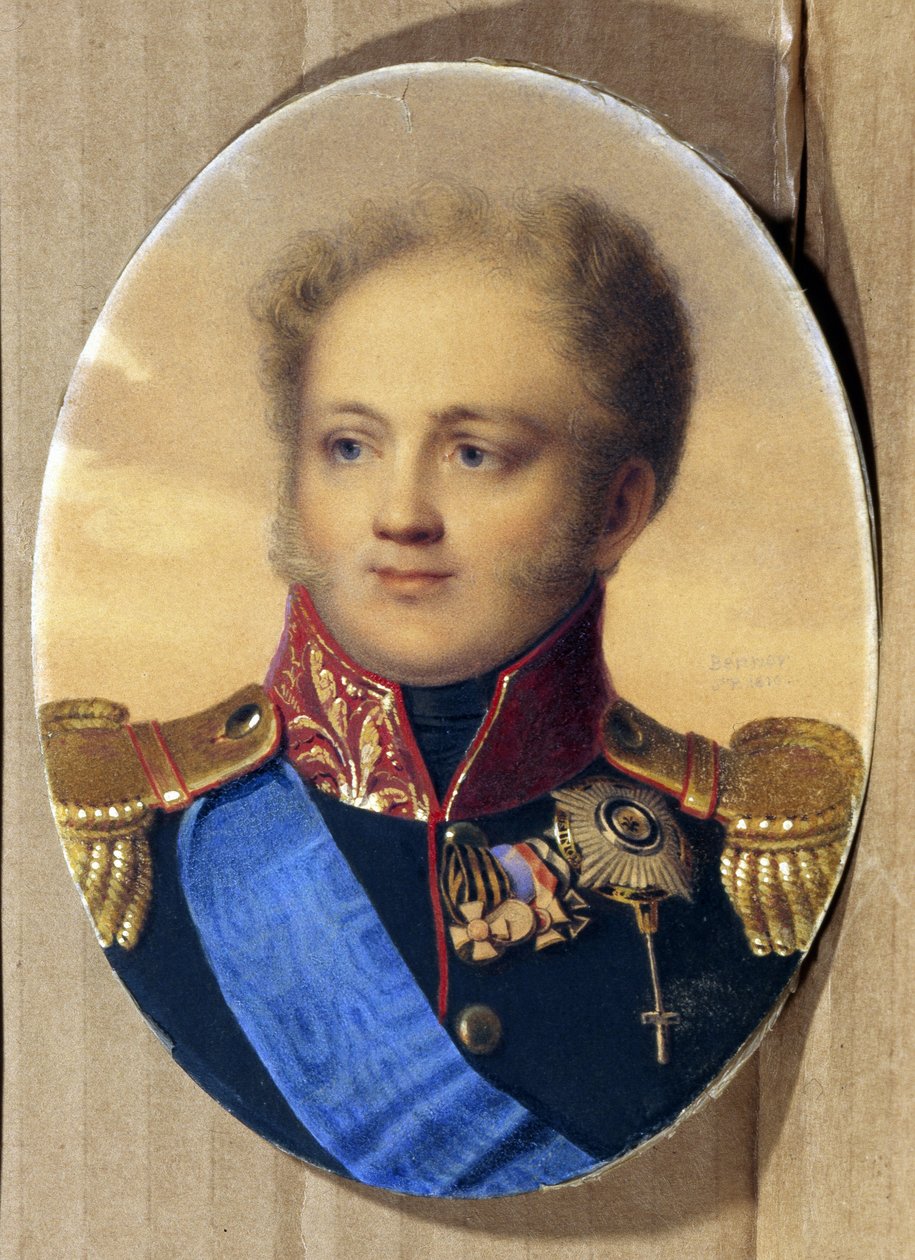Portræt af kejser Alexander I af Rusland (A.Pavlovich Romanov af Jean Henri Benner