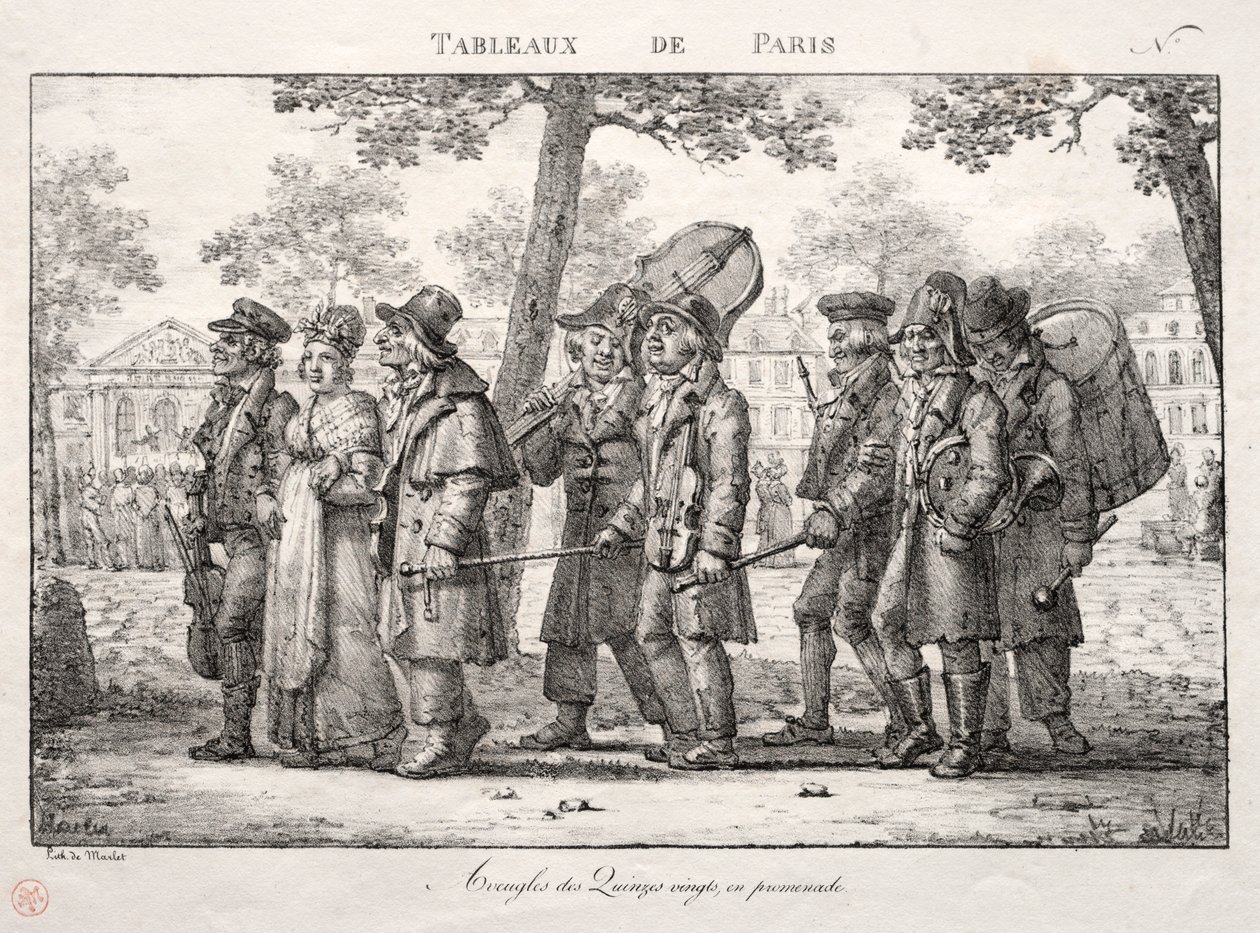 Scener fra Paris: Blinde mænd fra Quinze Vingts, Walking af Jean Henri Marlet