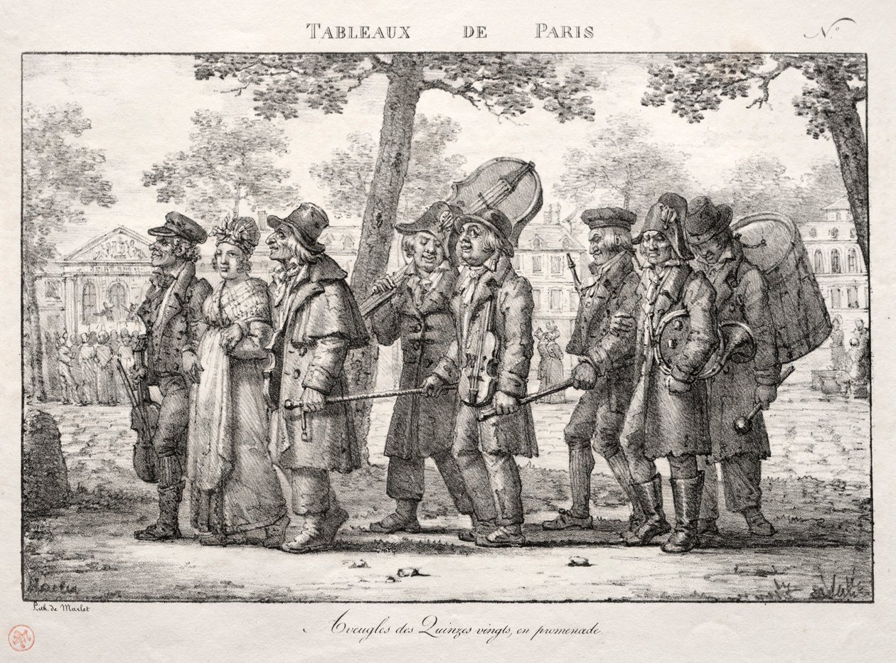 Scener fra Paris: Blinde mænd fra Quinze Vingts, Walking. af Jean Henri Marlet
