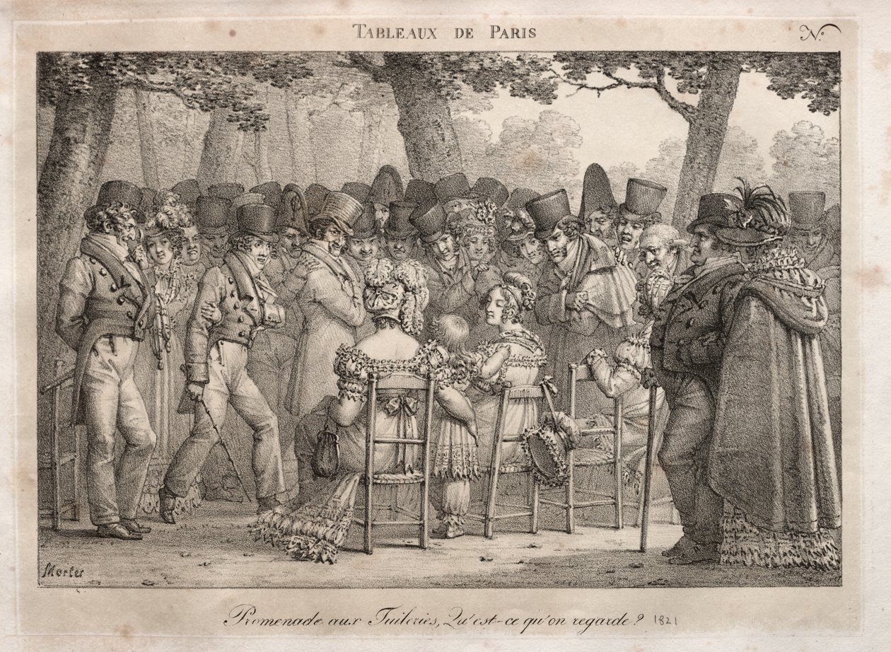 Scener fra Paris: Promenade i Tuilerierne. Hvad kigger de på? af Jean Henri Marlet