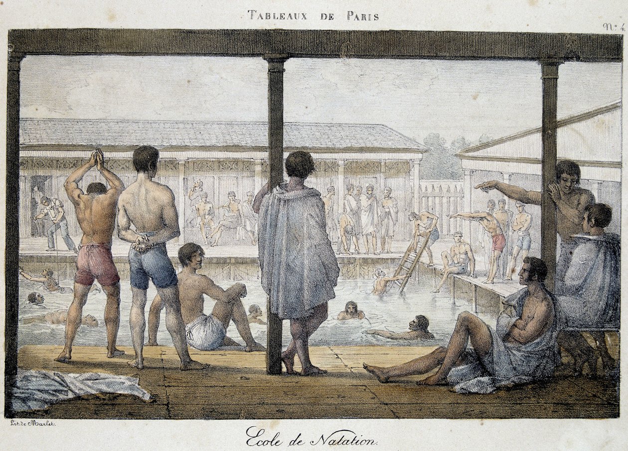 Svømmeskole - i "" Paintings of Paris" af Market af Jean Henri Marlet