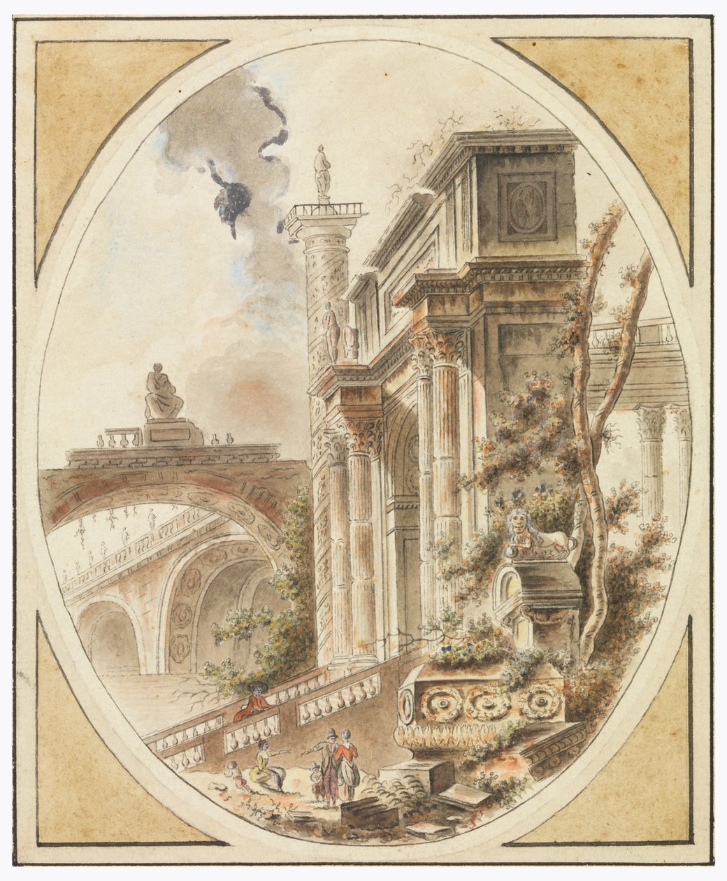 Fantasi om en arkitektonisk ruin af Jean Henry Alexandre Pernet