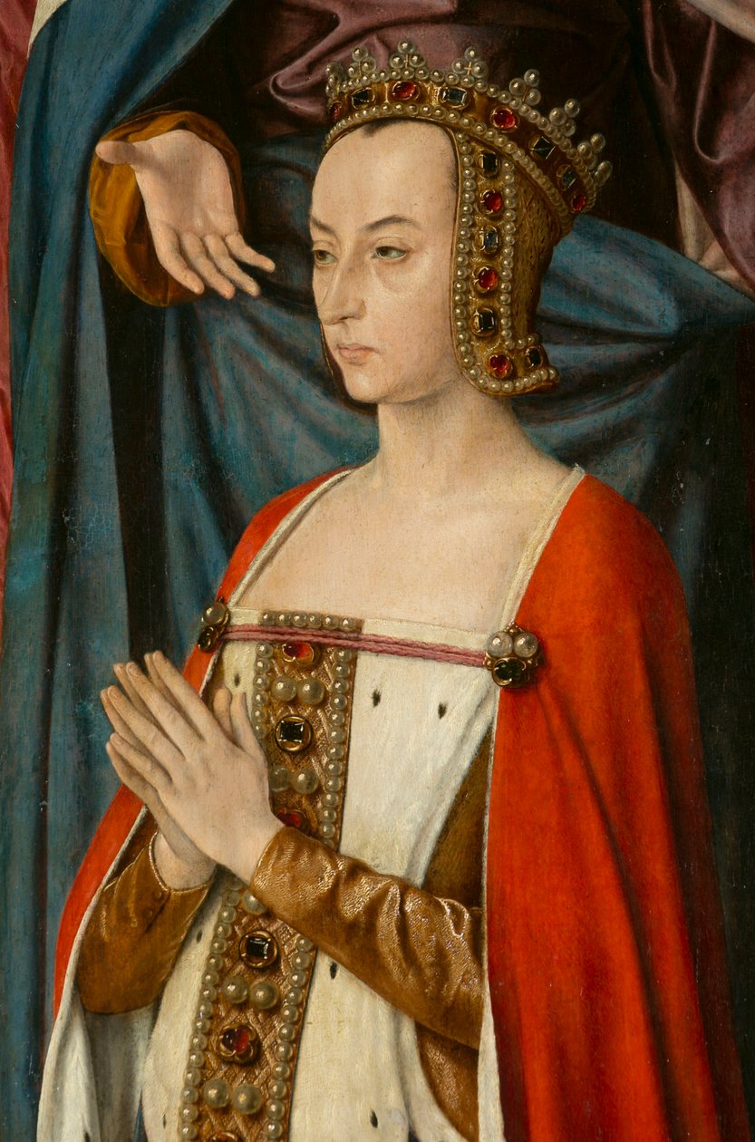 Hertuginde Anne de Beaujeu, detalje. Triptykon af mesteren af Moulins af Jean Hey