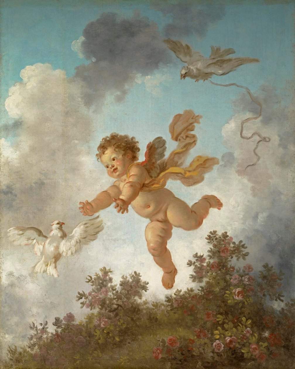 Fragonard - Kærlighedens fremskridt Kærligheden forfølger en due, 1790-91 af Jean Honore Fragonard