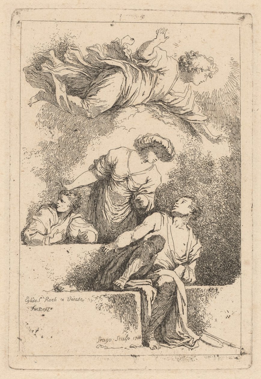 Disciplene ved graven af Jean Honoré Fragonard after Jacopo Tintoretto