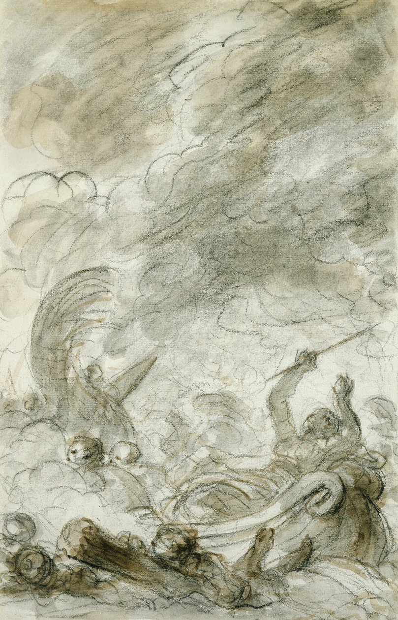 Alcina flygter (pen og blæk, kridt og vask på papir) af Jean Honore Fragonard