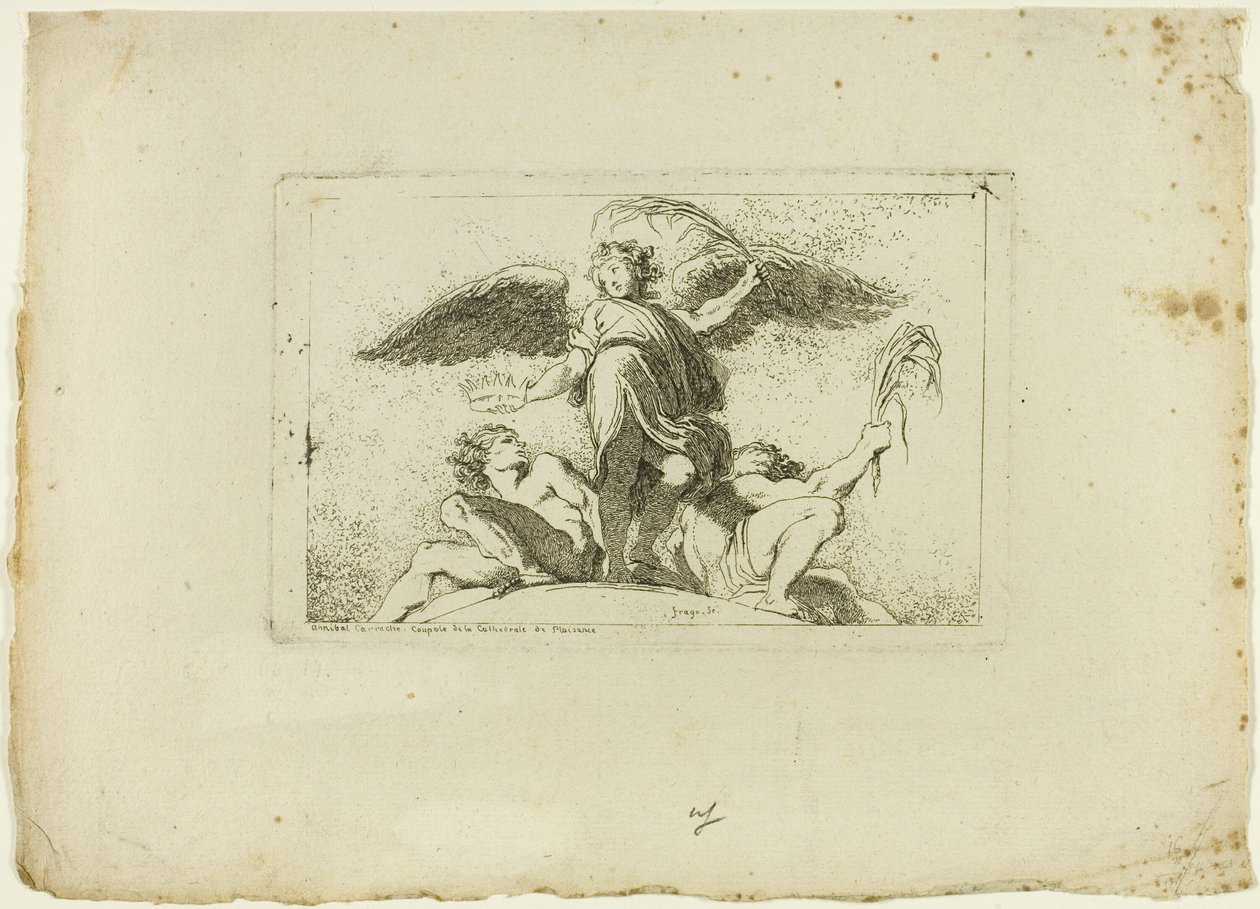Engel holder en palme og en krone af Jean Honore Fragonard